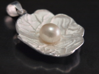 Pearl & Brushed Sterling Silver Pendant